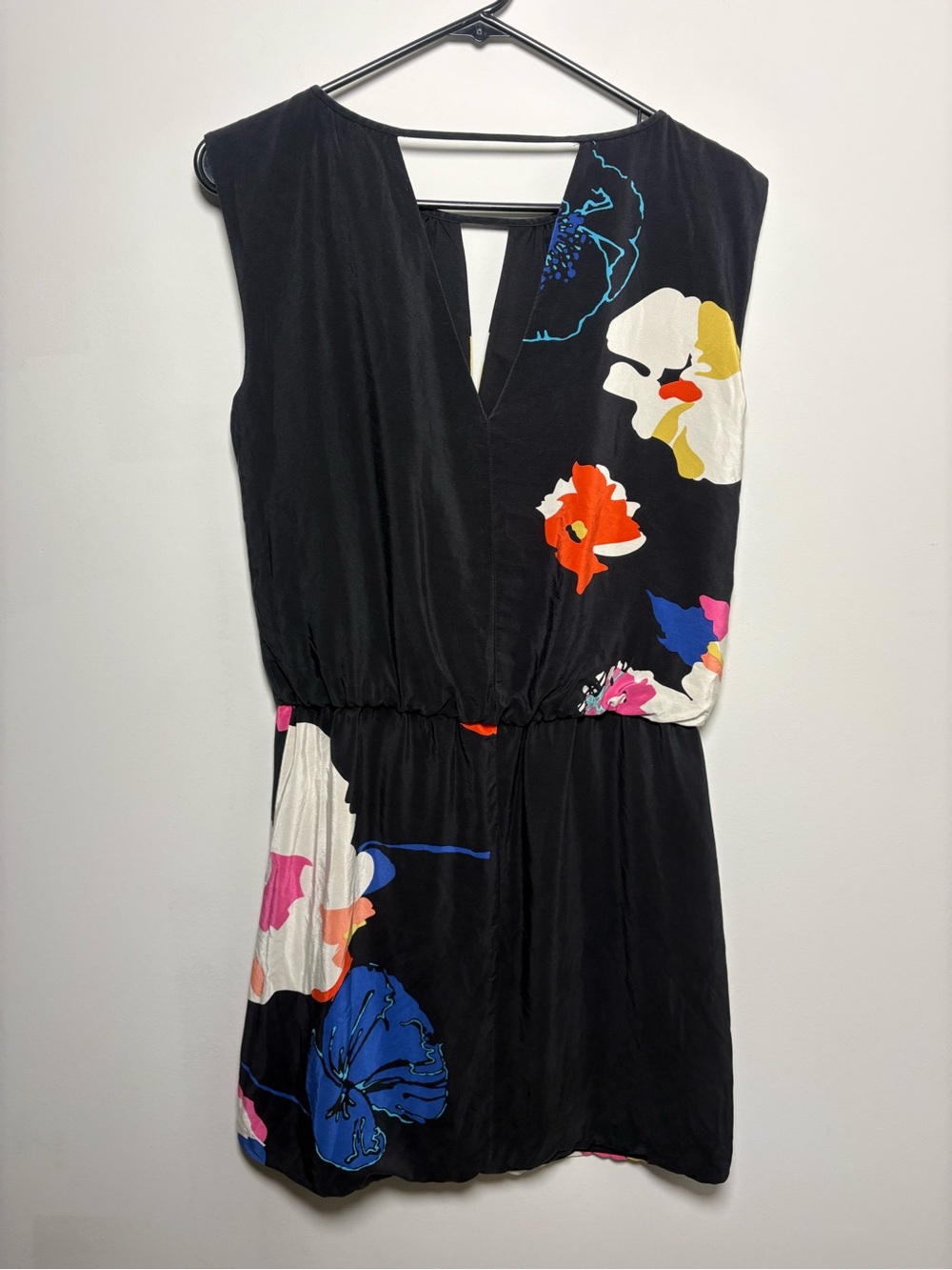 Tibi Black Mini Dress with Multicolor Floral Print